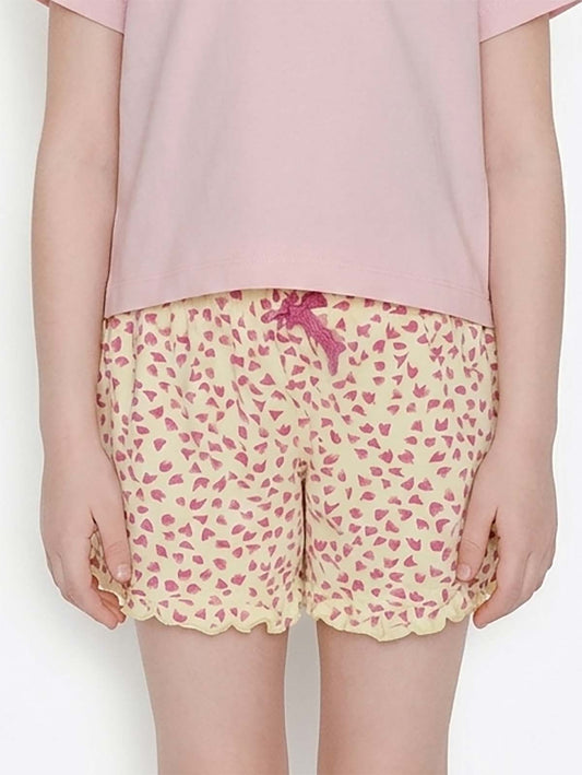 Girls Yellow Aop Knit Shorts