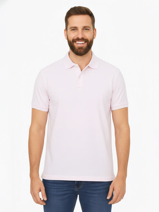 Mens Short Sleeve Pink Polo