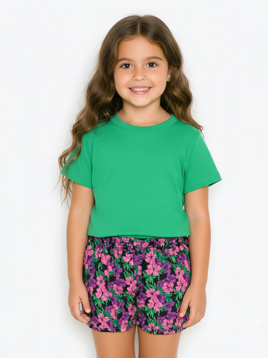 Girls Floral Aop Viscose Woven Shorts