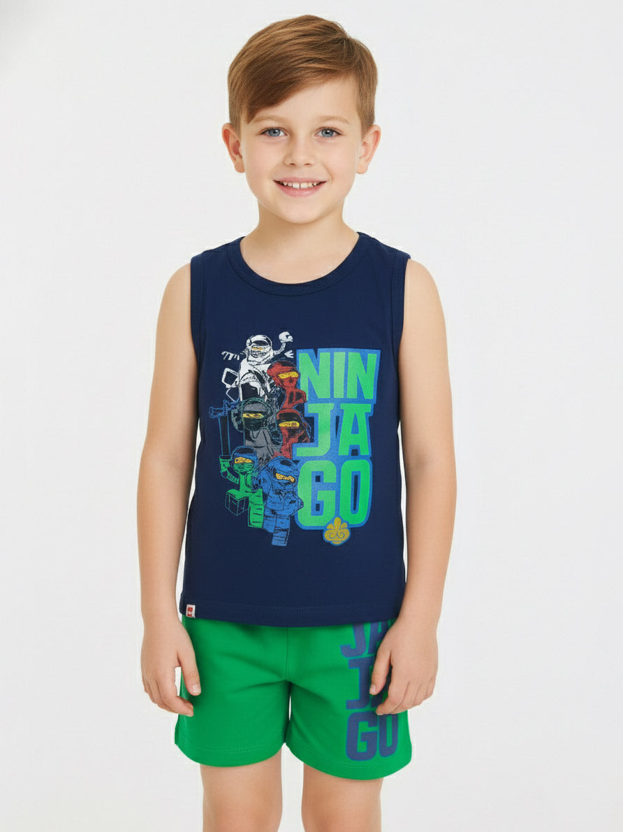 Boys Printed 2 Pcs Sets Navy