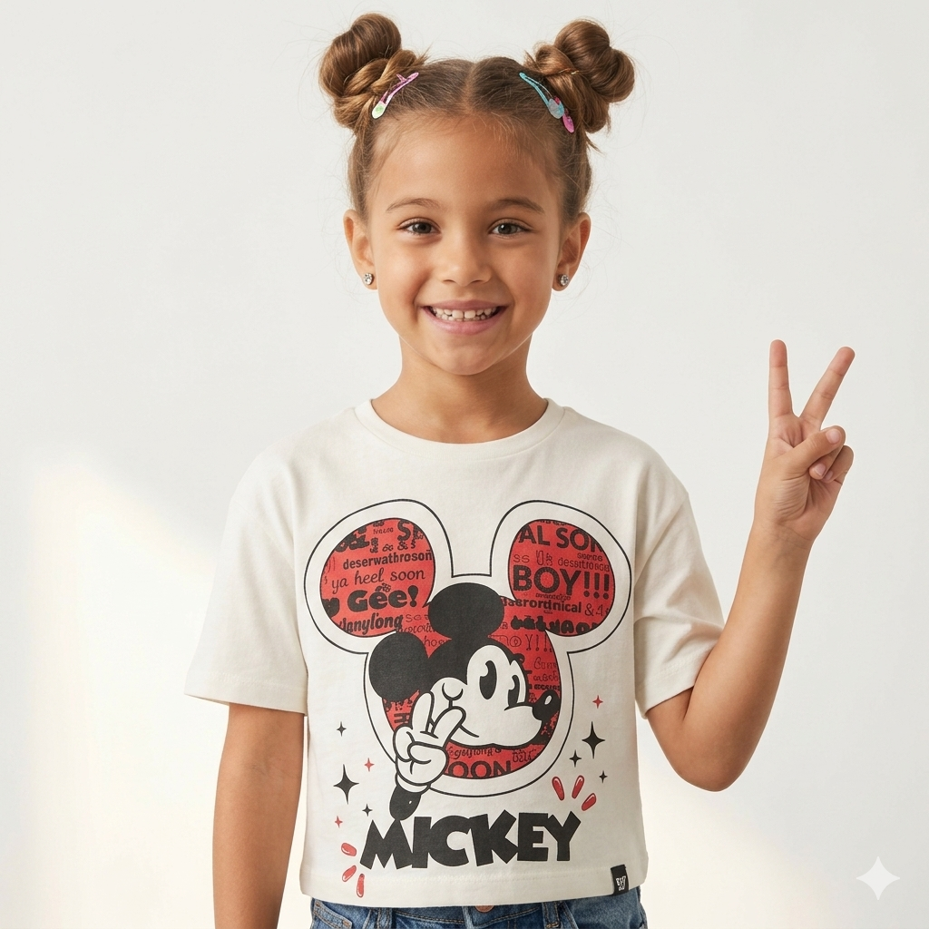 Girls Printed Cropped Top White