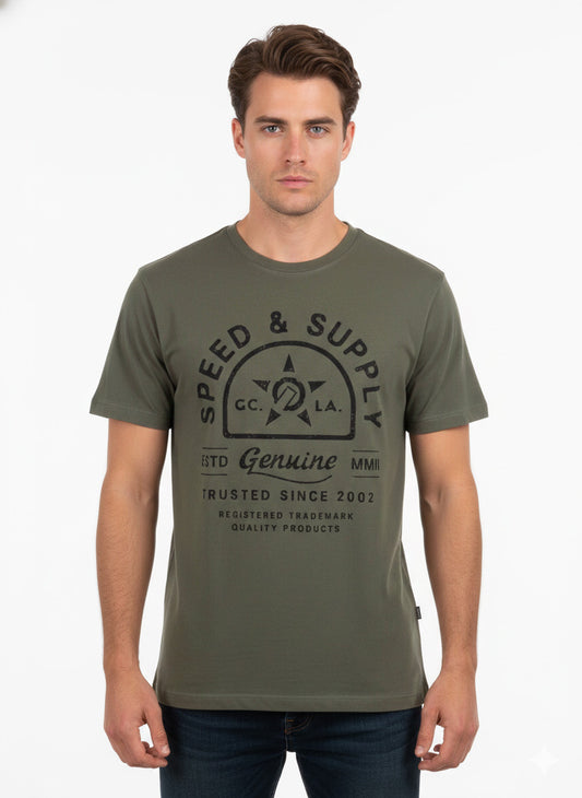 Mens Printed T Shirt Olive / Speed