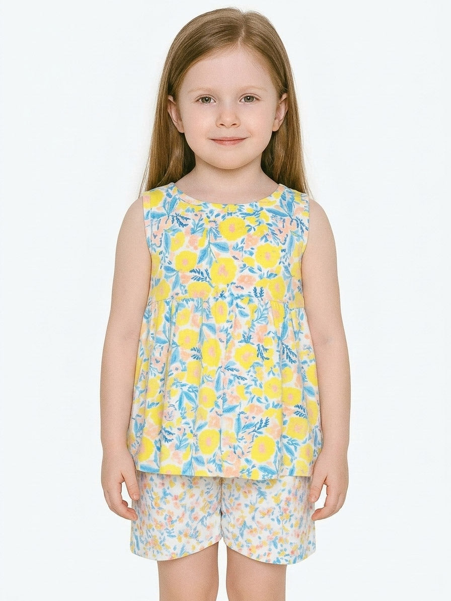 Girls Printed Shorty Set