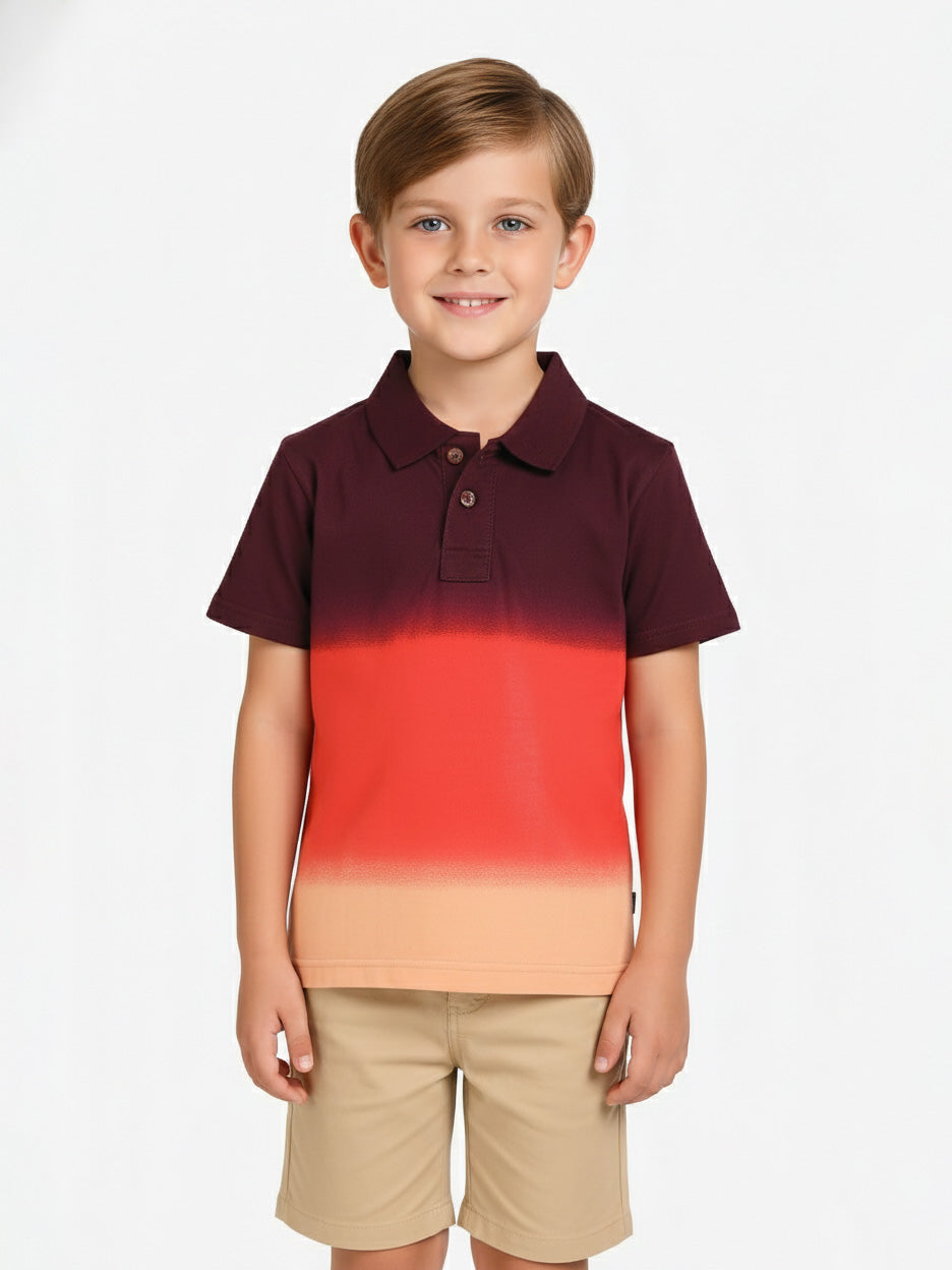 Boys Dip Dyed Collar T Shirt