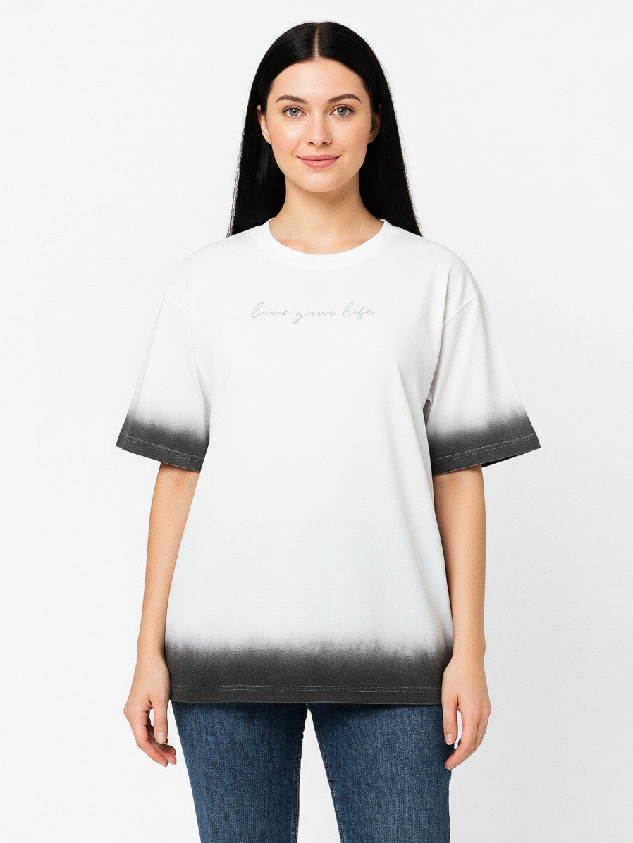 Ladies Dip Dyed Top With Embroidery