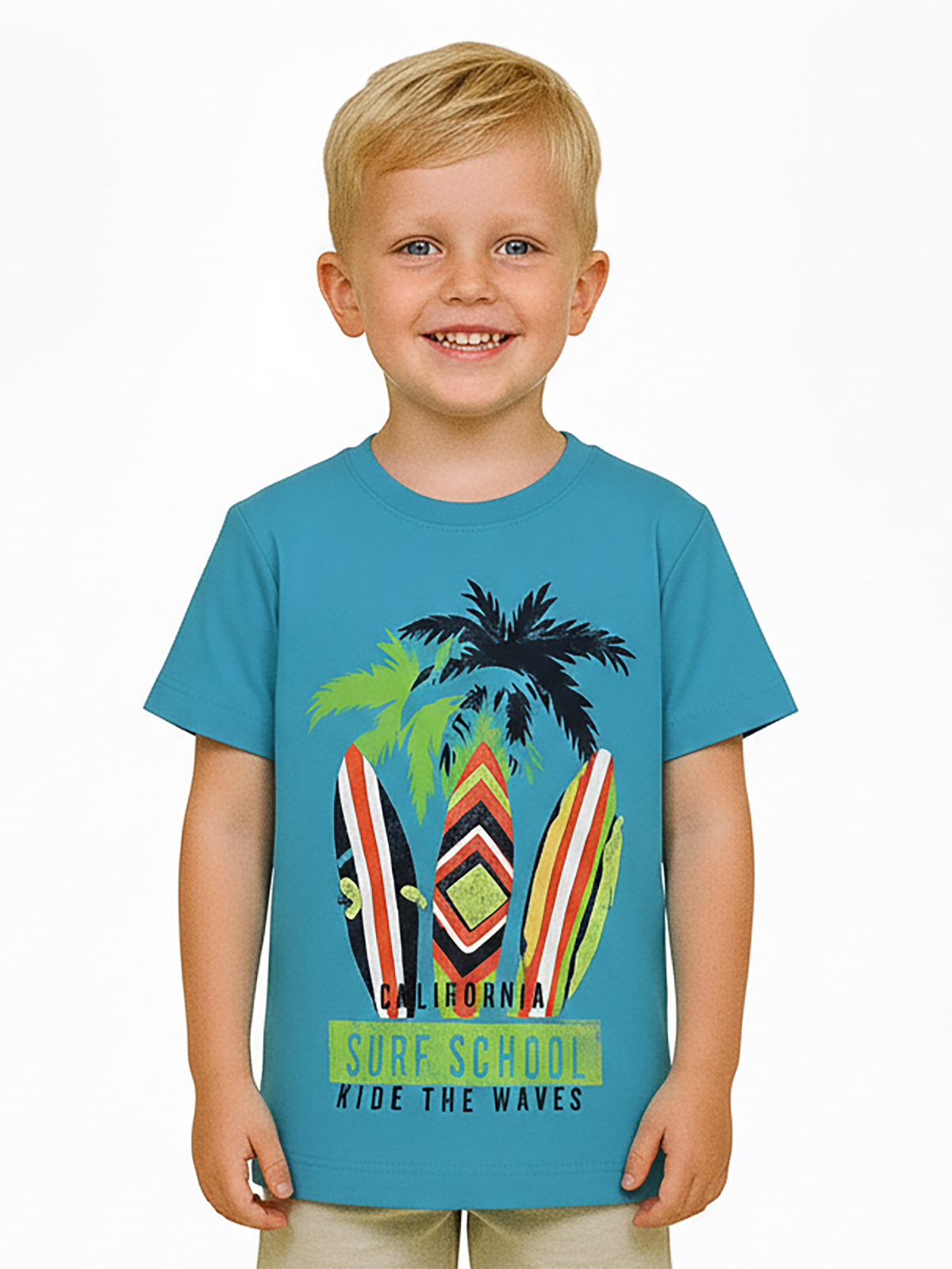 Boys Sequin T Shirt Turquoise