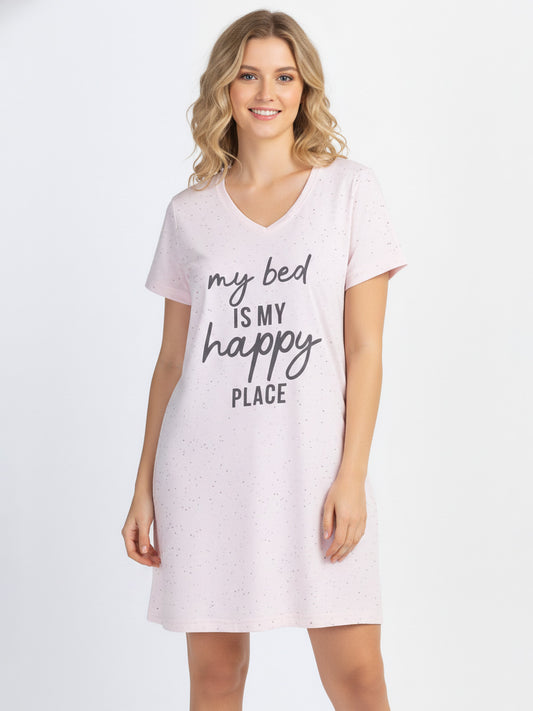 Ladies Pink Printed Neppy Nightshirt
