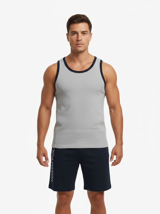 Mens Shorty Set Grey-Navy
