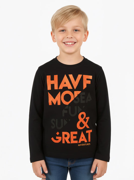 Boys Long Sleeve Black T Shirt