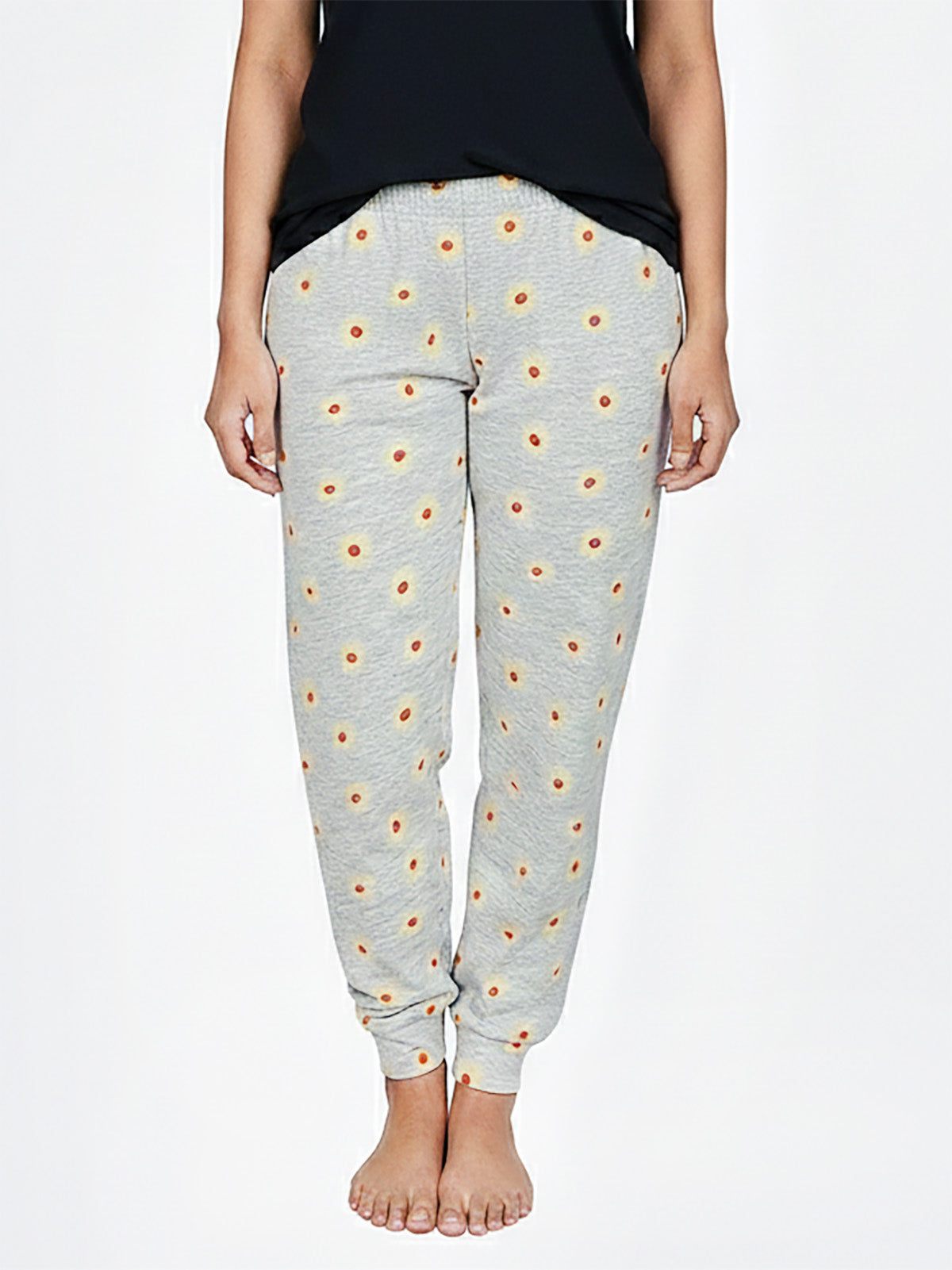 Ladies Printed Night Pant Grey Melange