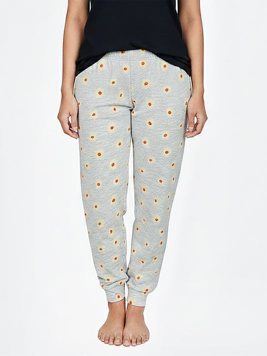 Ladies Printed Night Pant Grey Melange