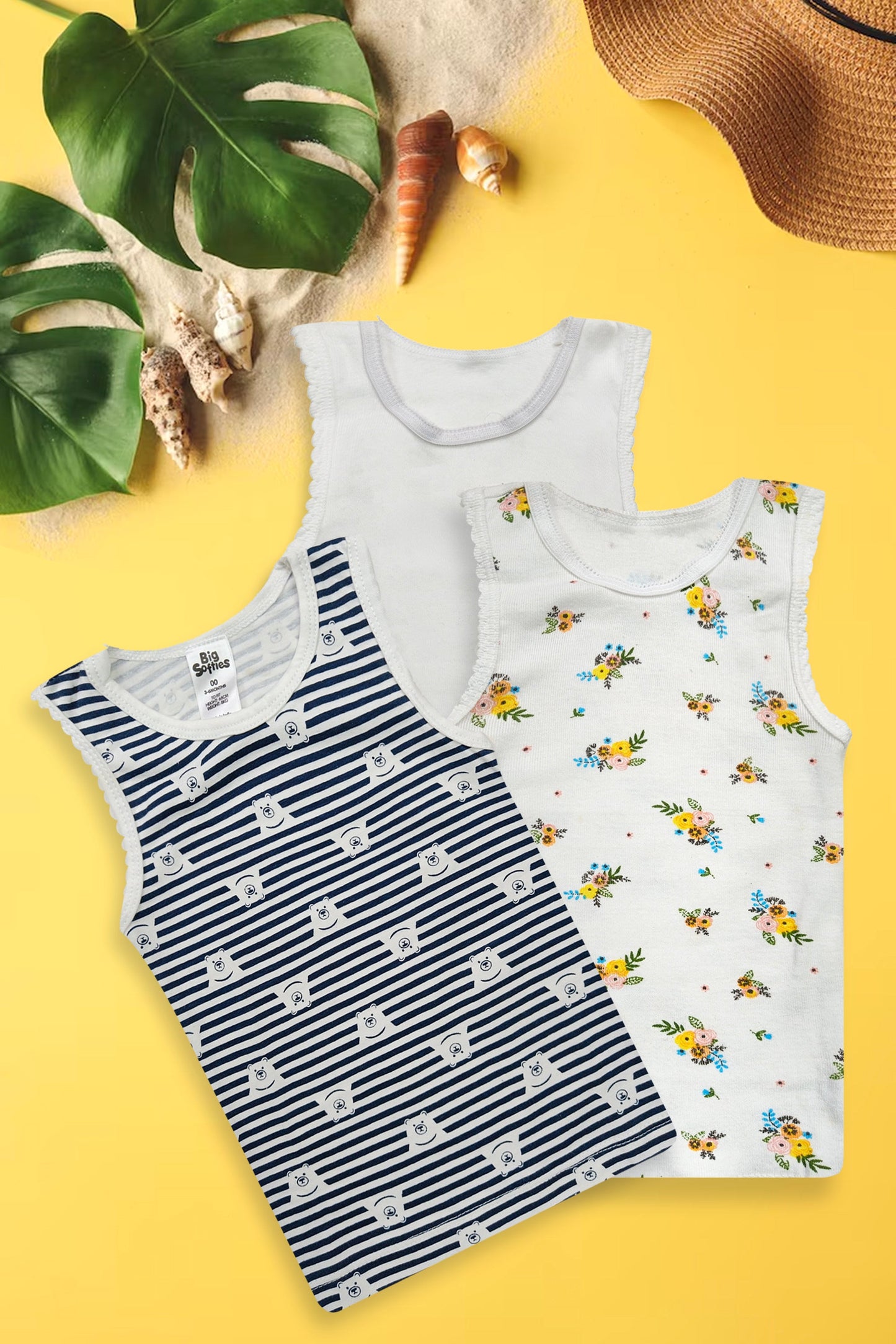 Baby Girls 3 Pc Pack Vests