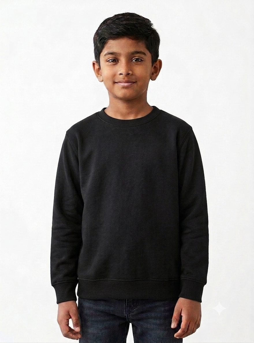Boys Black Pullover Fleece Sweatshirt