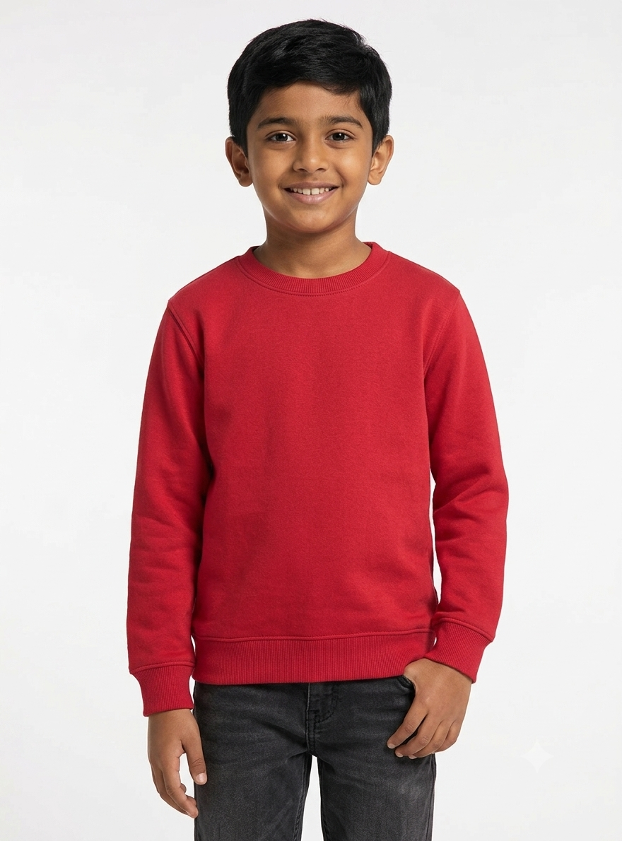 Boys Red Pullover Fleece Sweatshirt