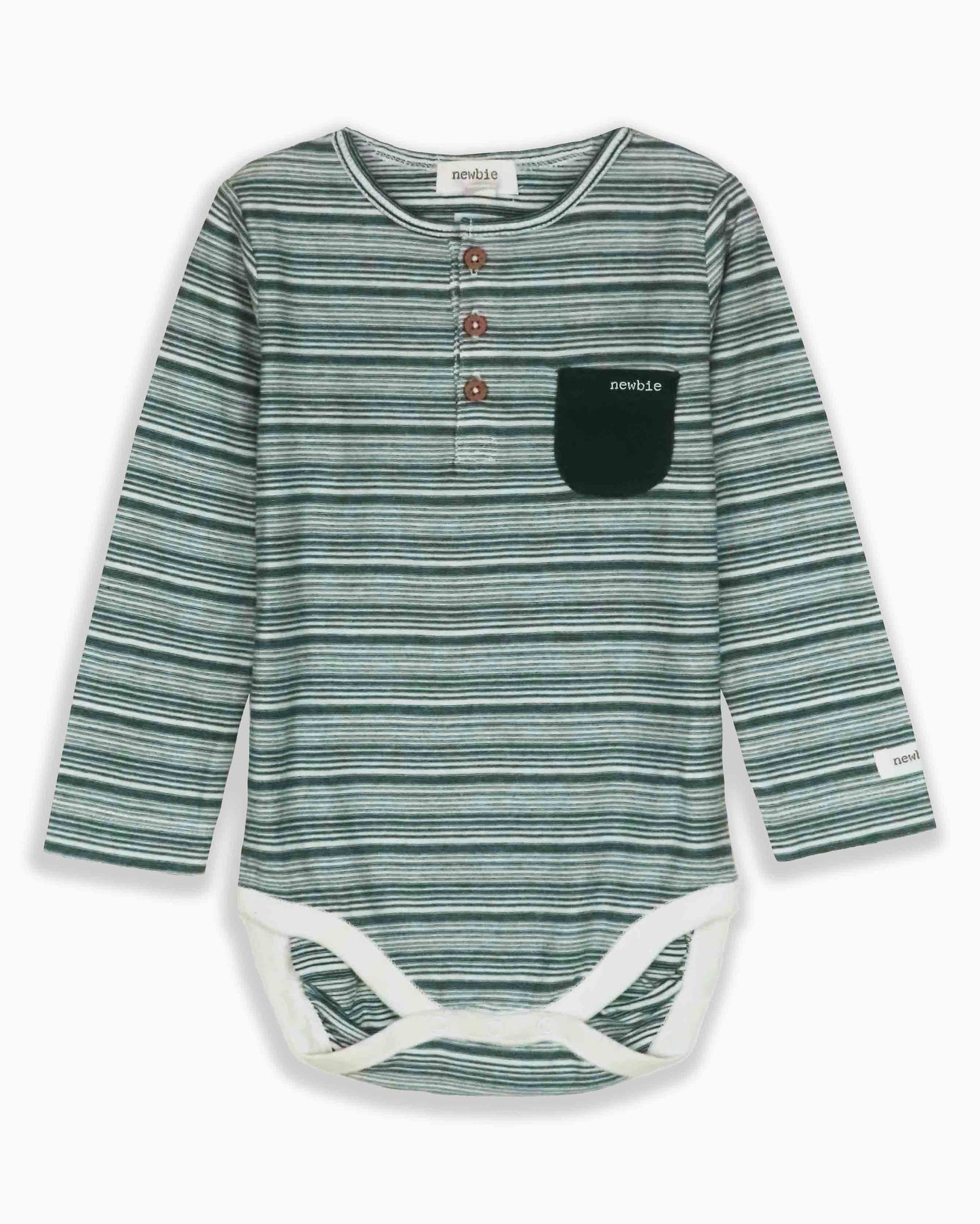 Long Sleeve Henley Baby Bodysuit - 3 Color Stripes