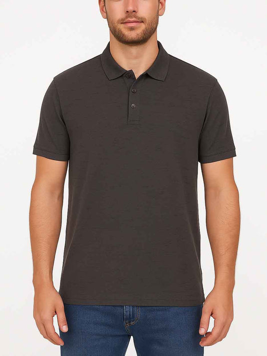 Mens Slub Textured Grey Polo Shirt