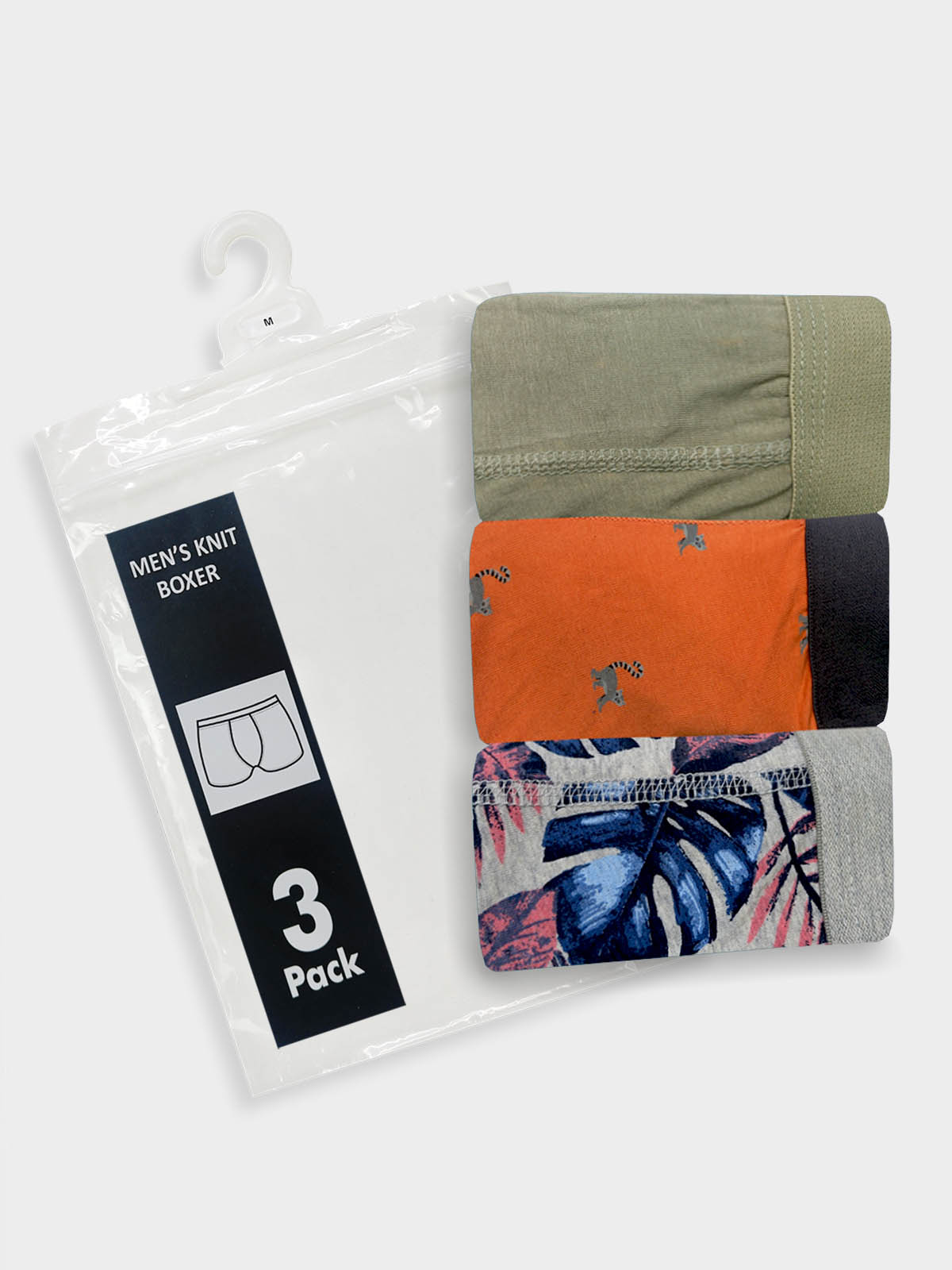 Men's 3 Pc Pack Stretch Boxers Mixed