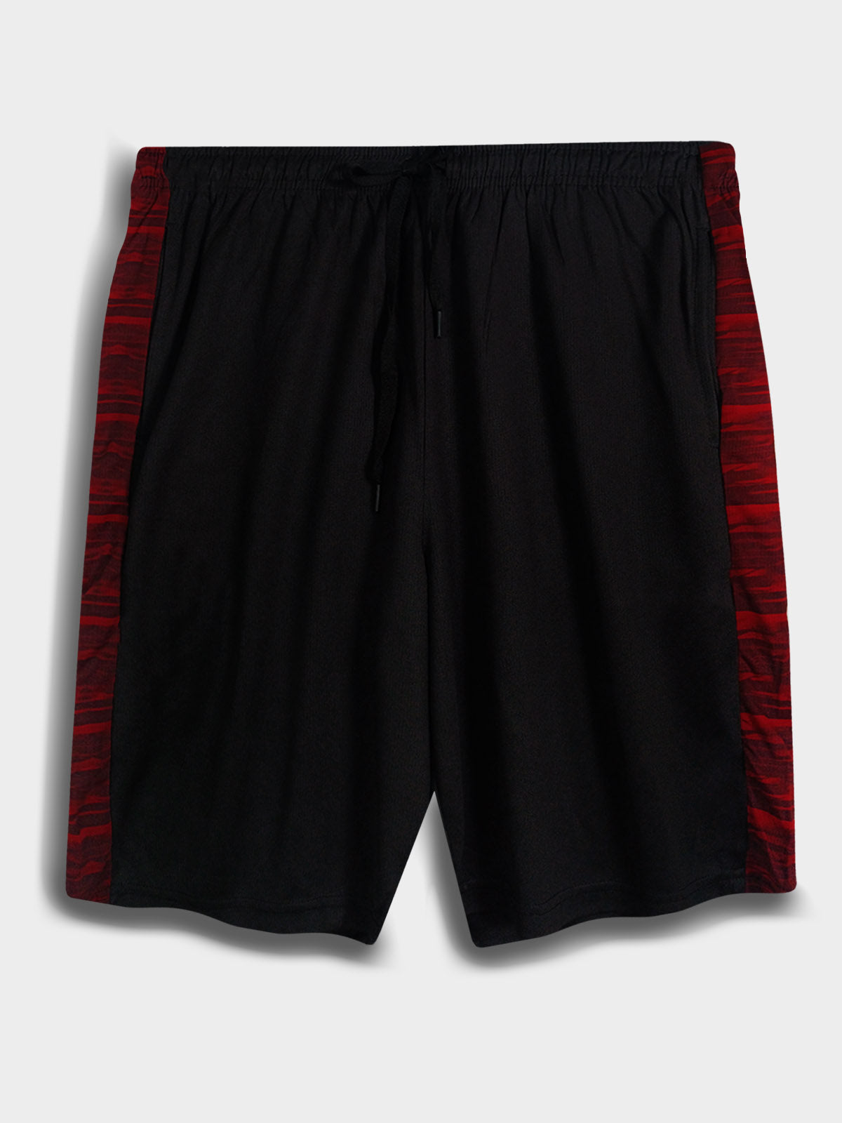 Mens Polyester Dry-Fit Black-Red Shorts