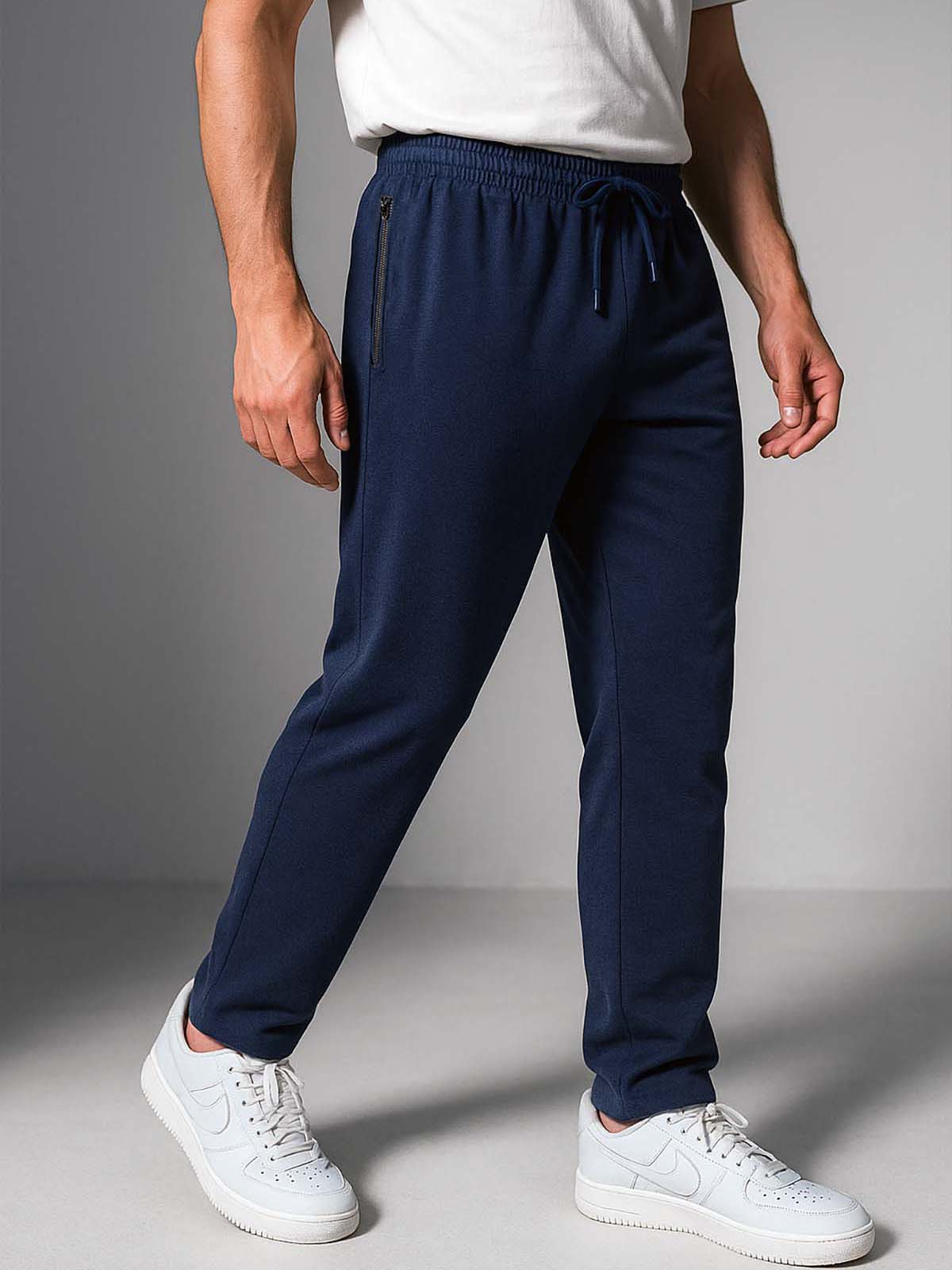 Mens French Terry Navy Melange Track Pant