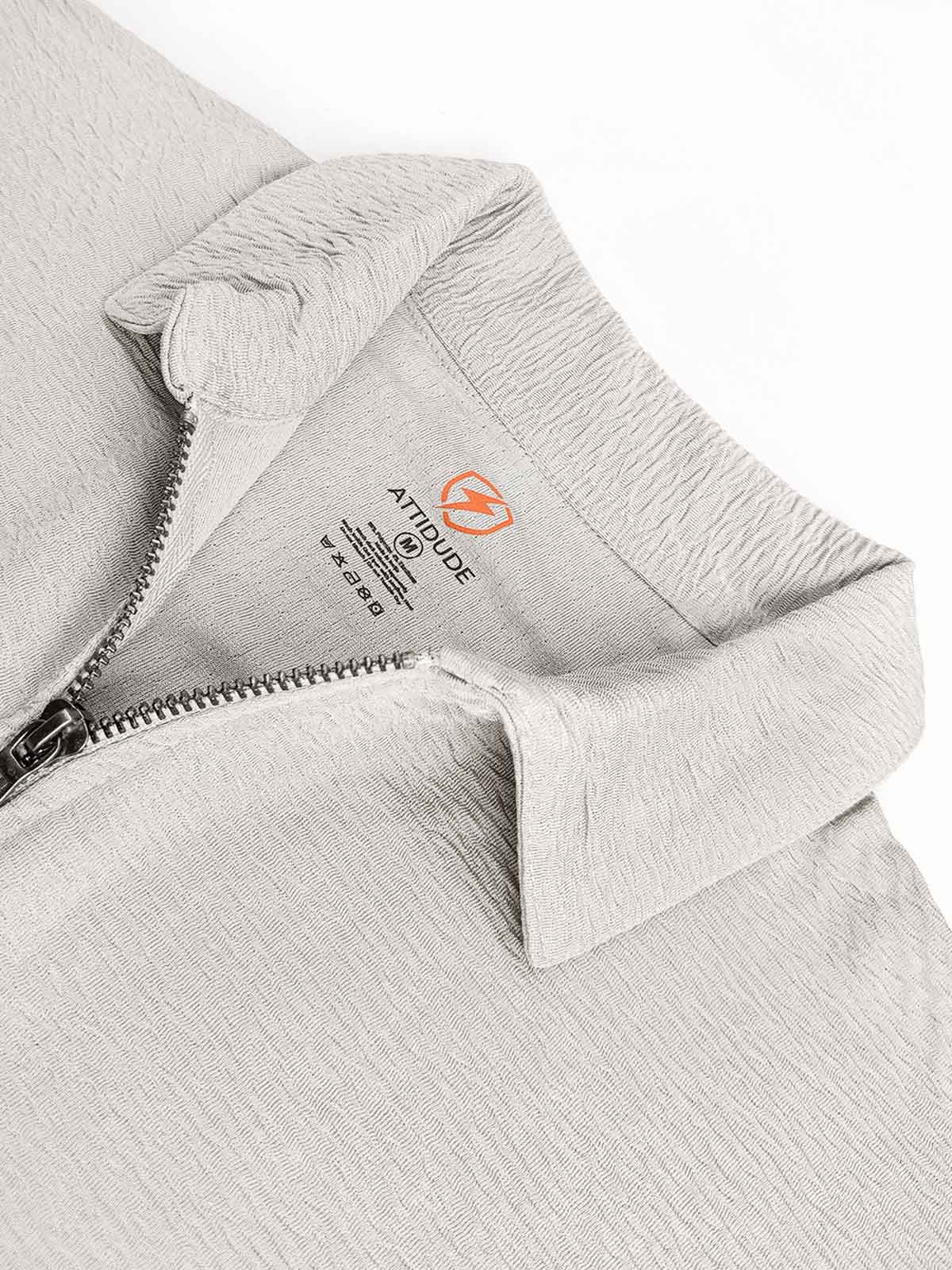 Mens Textured Zipper Polo