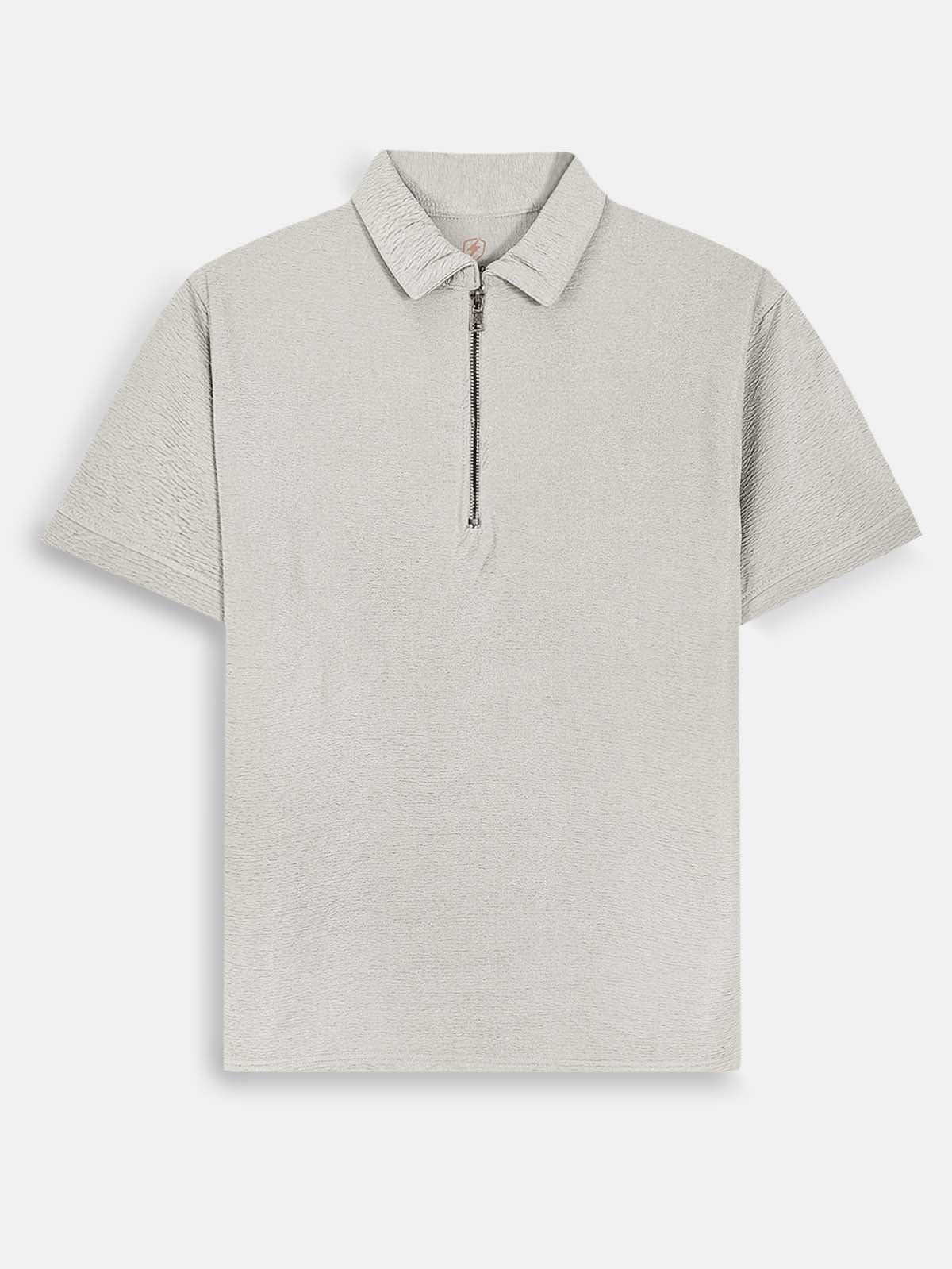 Mens Textured Zipper Polo