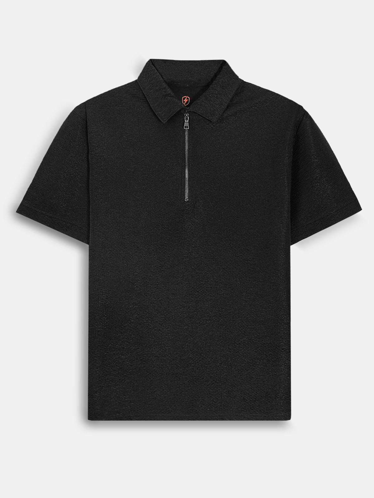 Mens Textured Zipper Polo