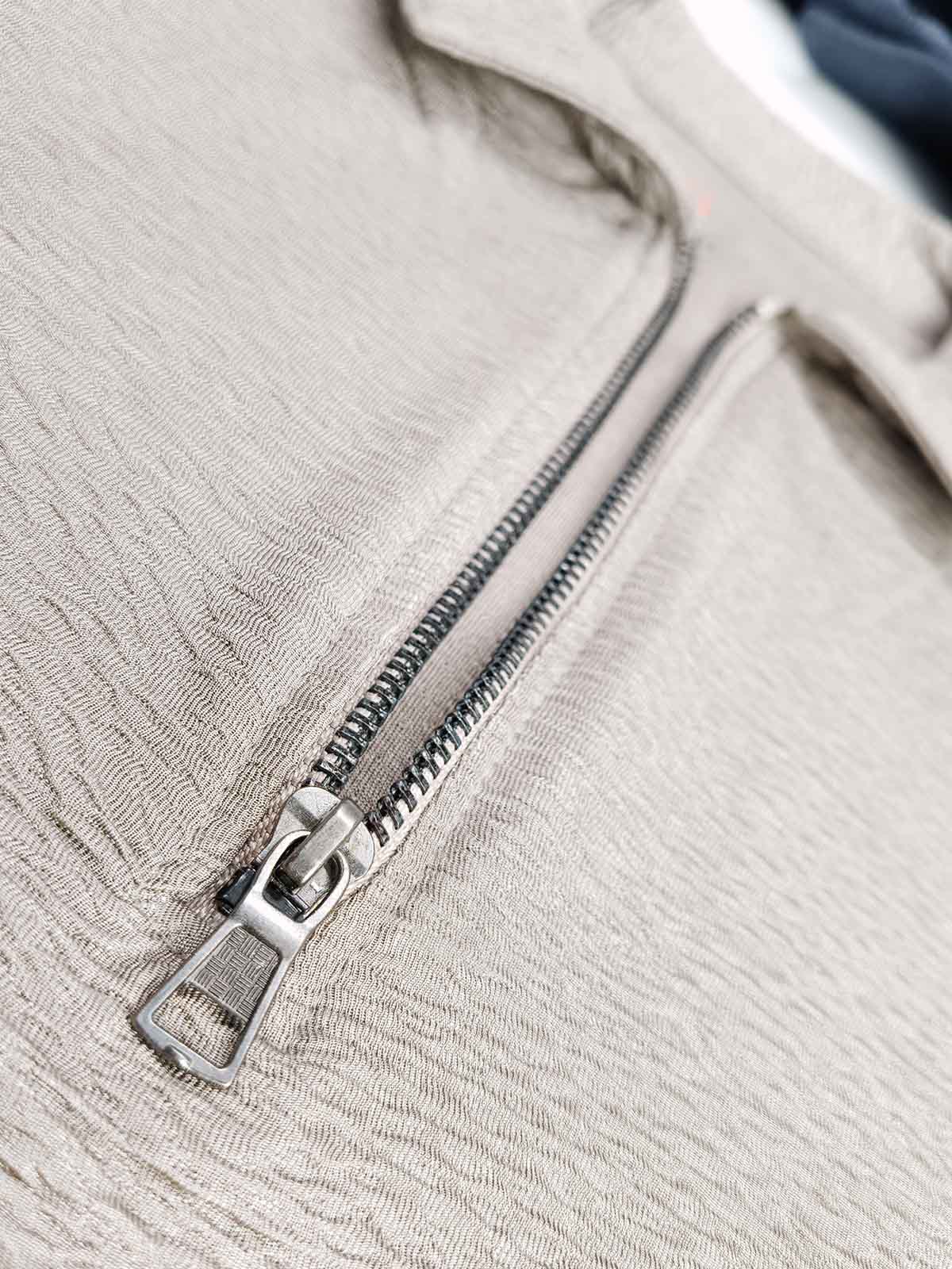 Mens Textured Zipper Polo