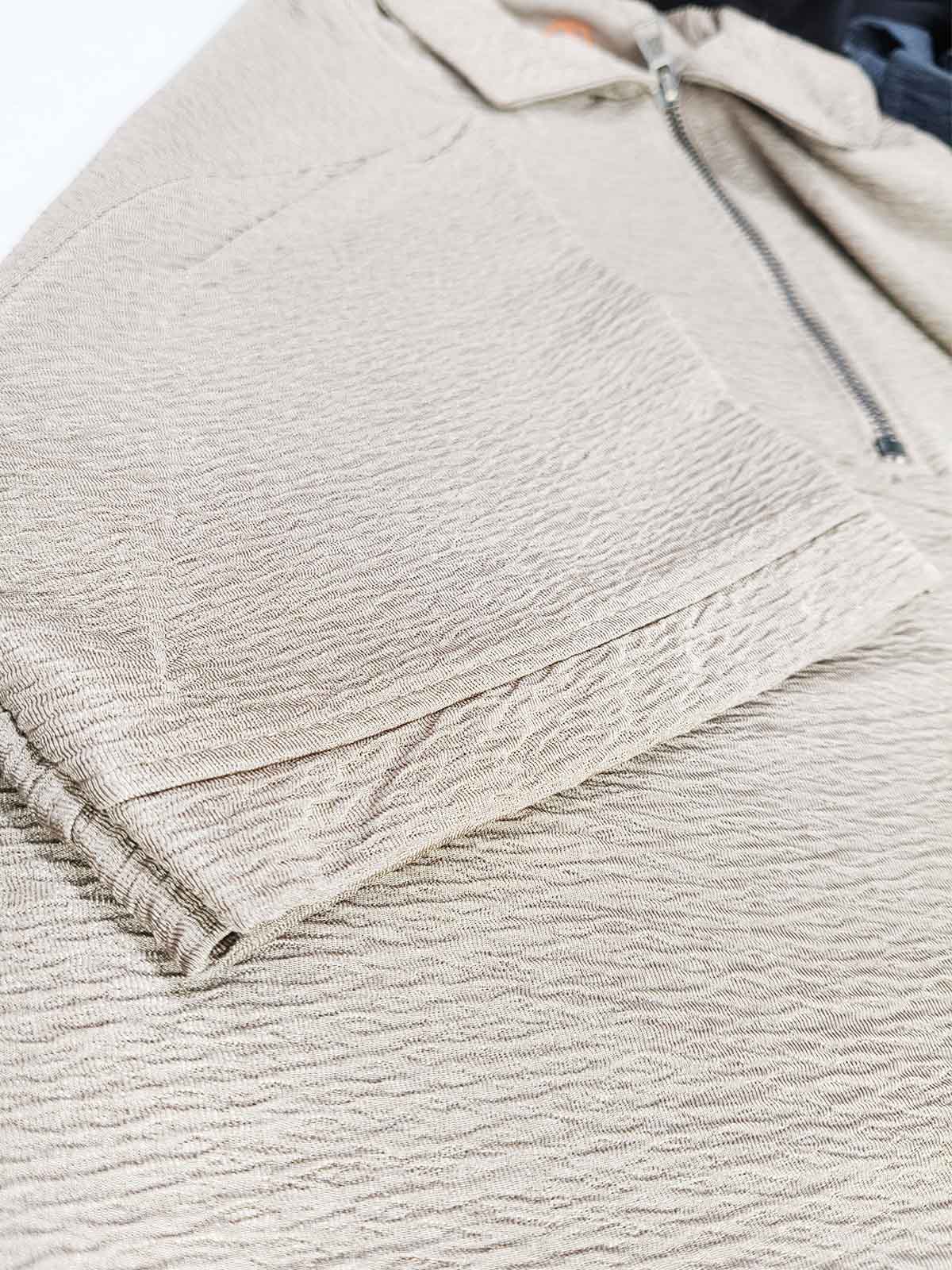 Mens Textured Zipper Polo