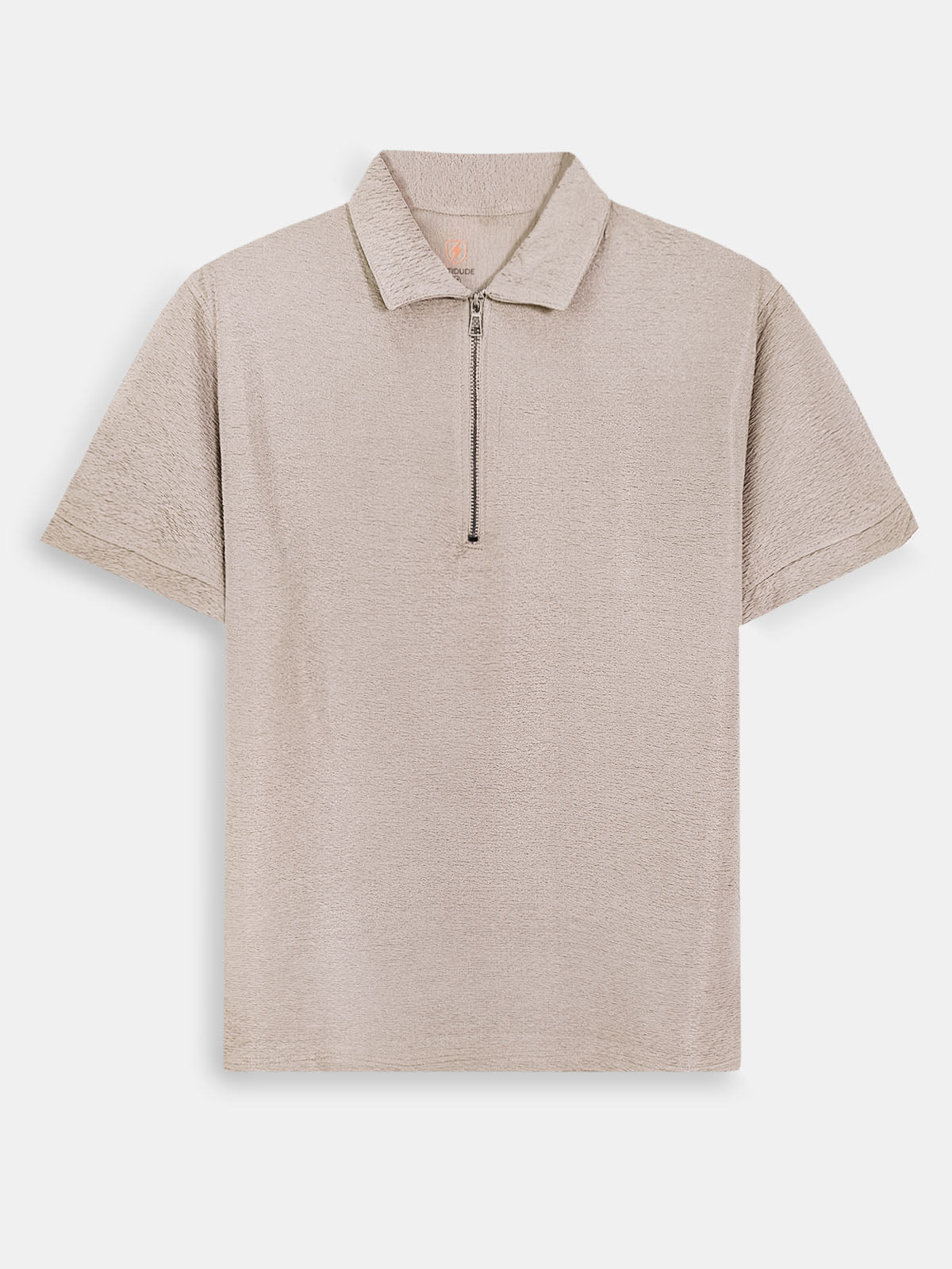 Mens Textured Zipper Polo