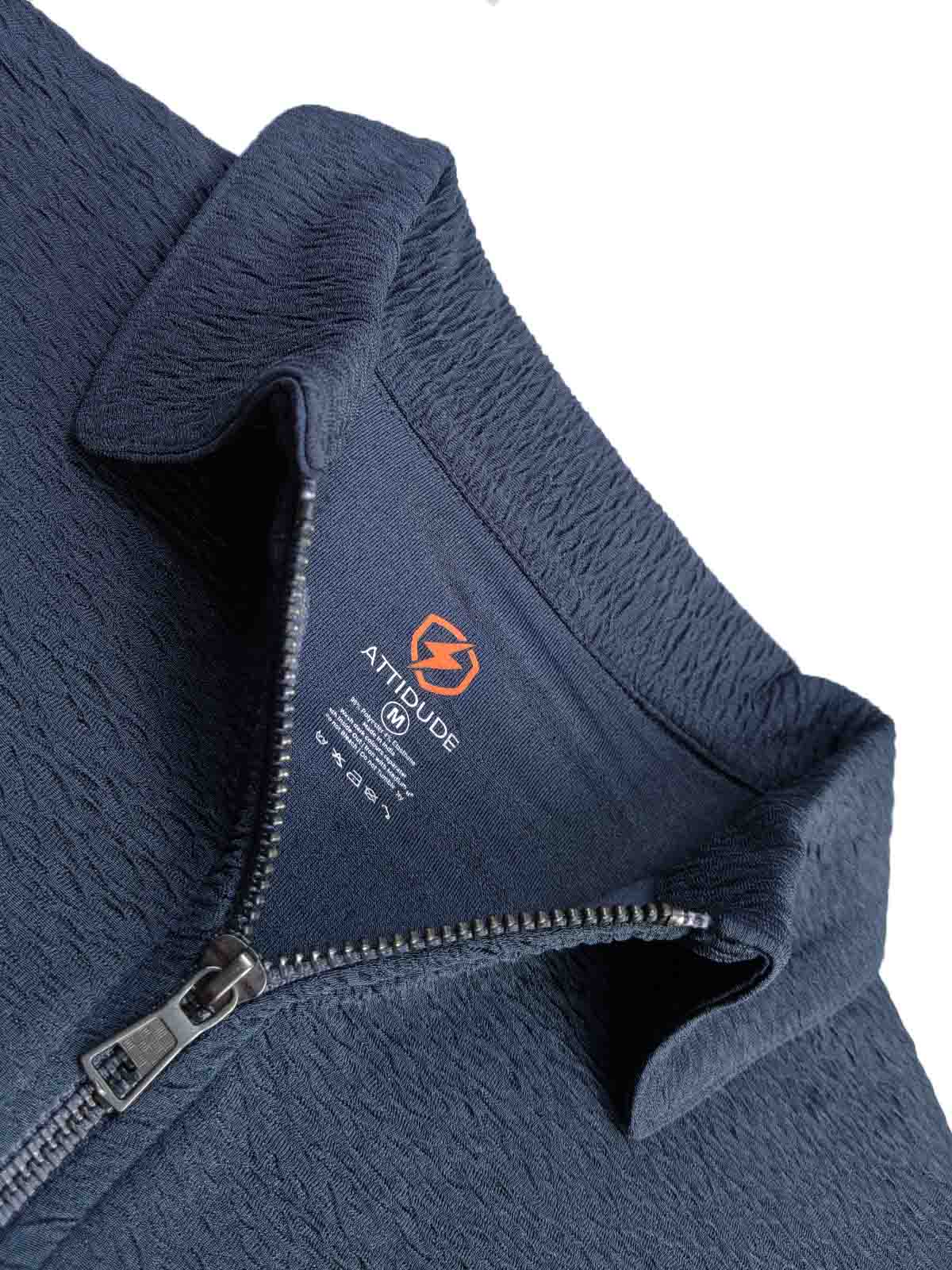Mens Textured Zipper Polo