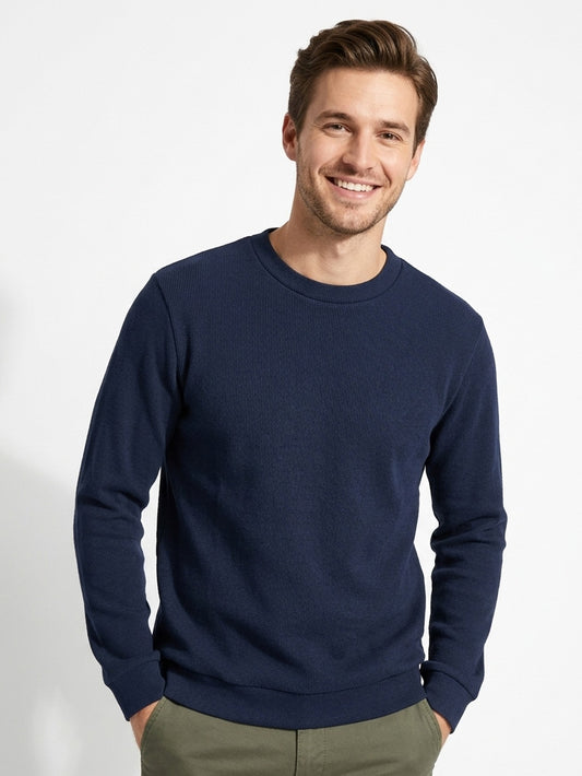 Mens Ribbed Crew Neck Pullover