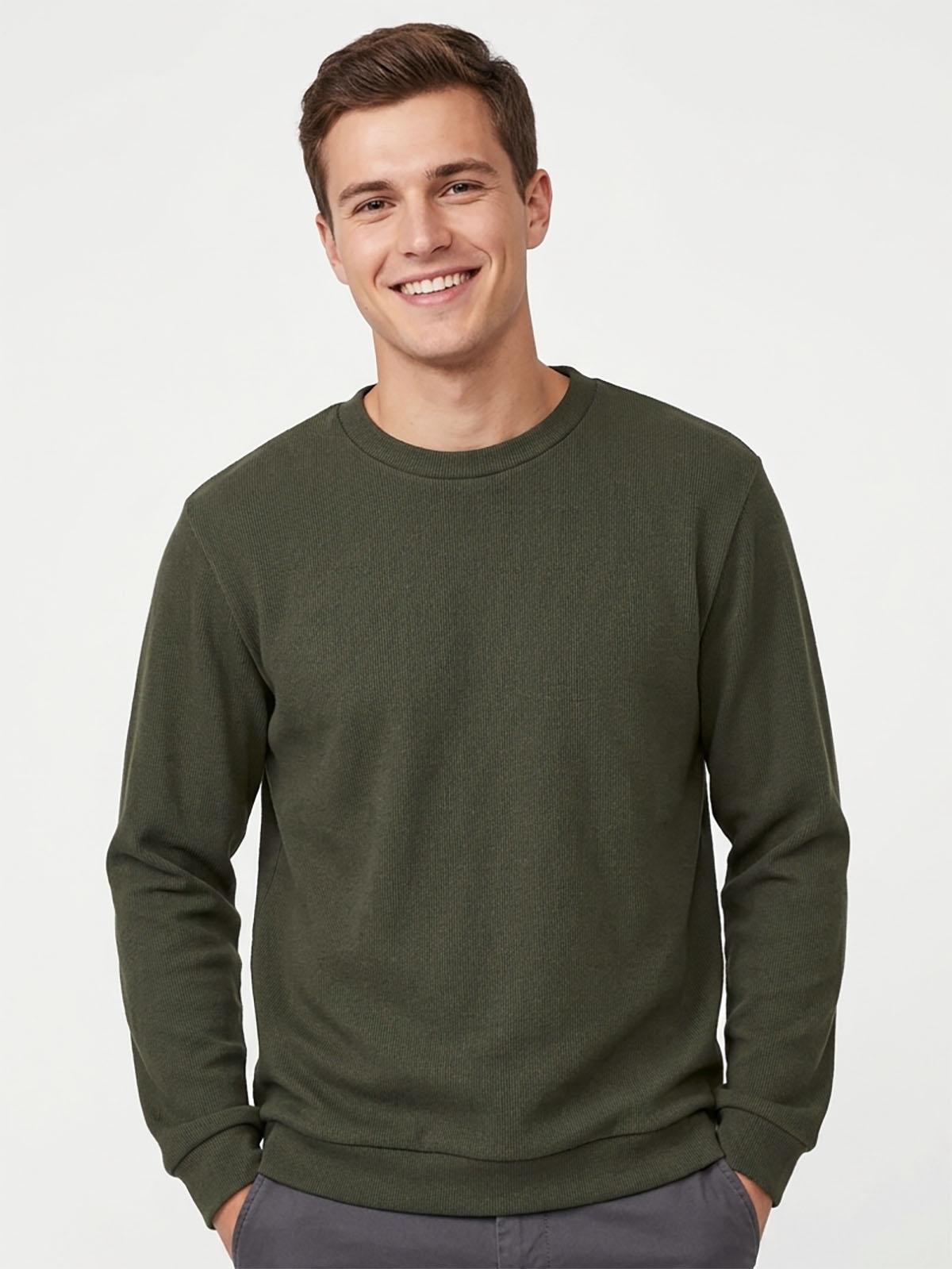 Mens Ribbed Crew Neck Pullover