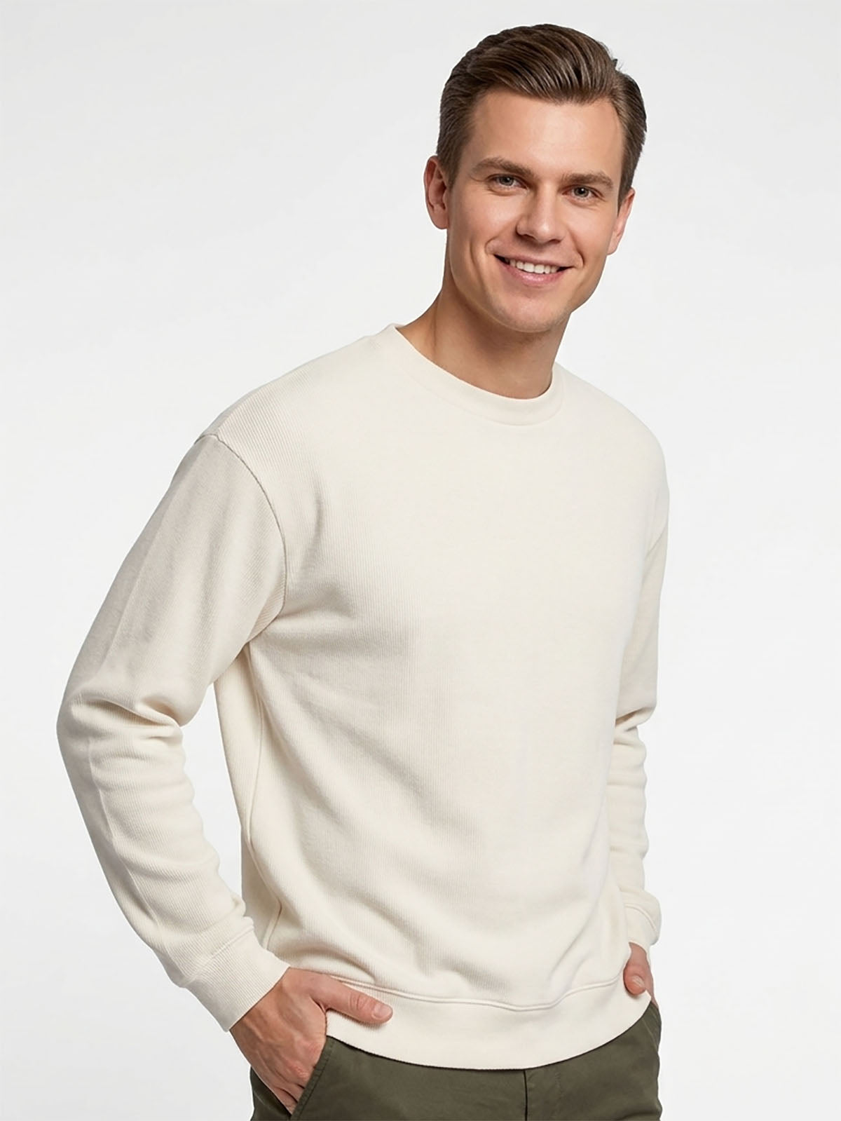 Mens Ribbed Crew Neck Pullover