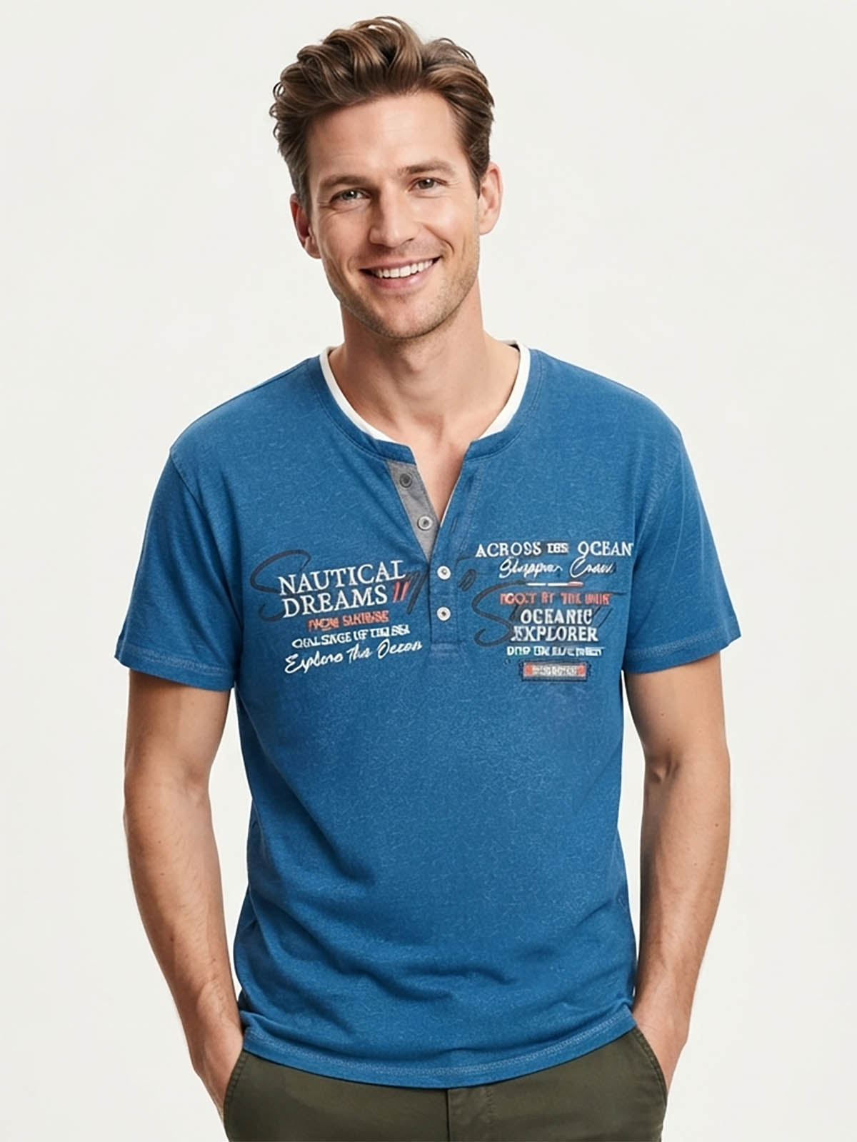 Mens Henley Neck T-Shirts