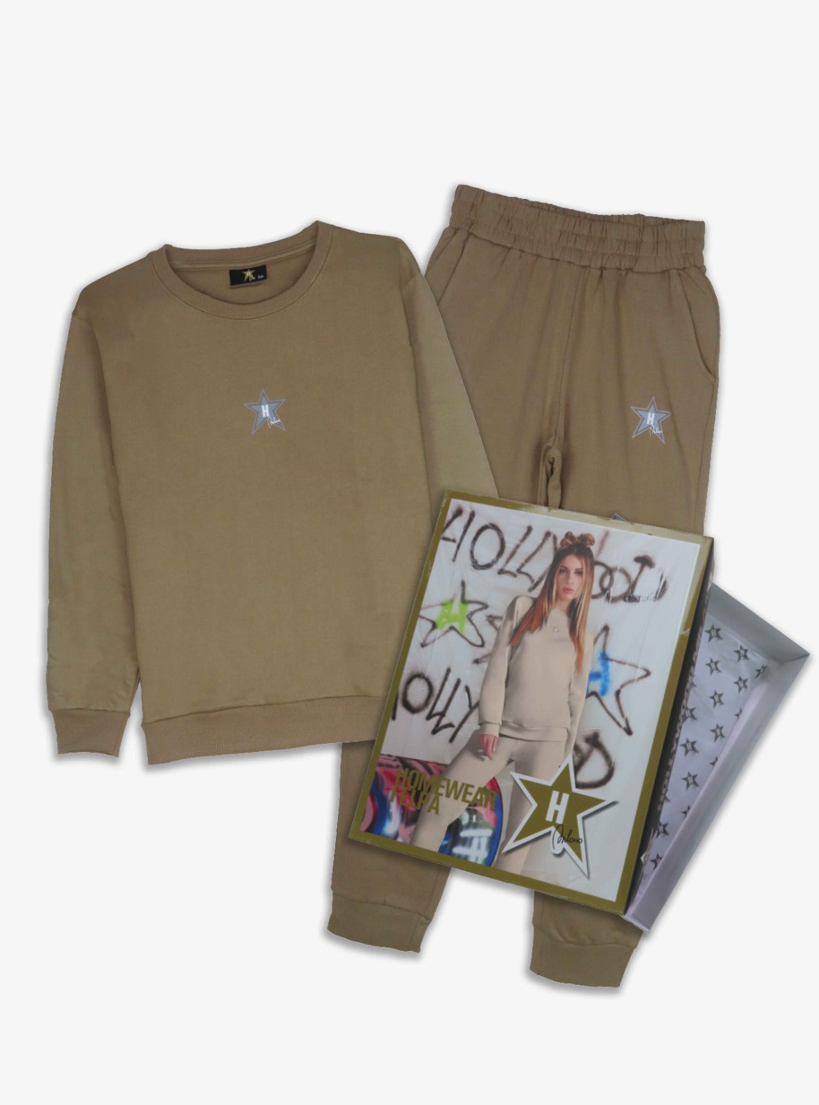 Womens Jogging Set Sweatshirt and Jogger Beige