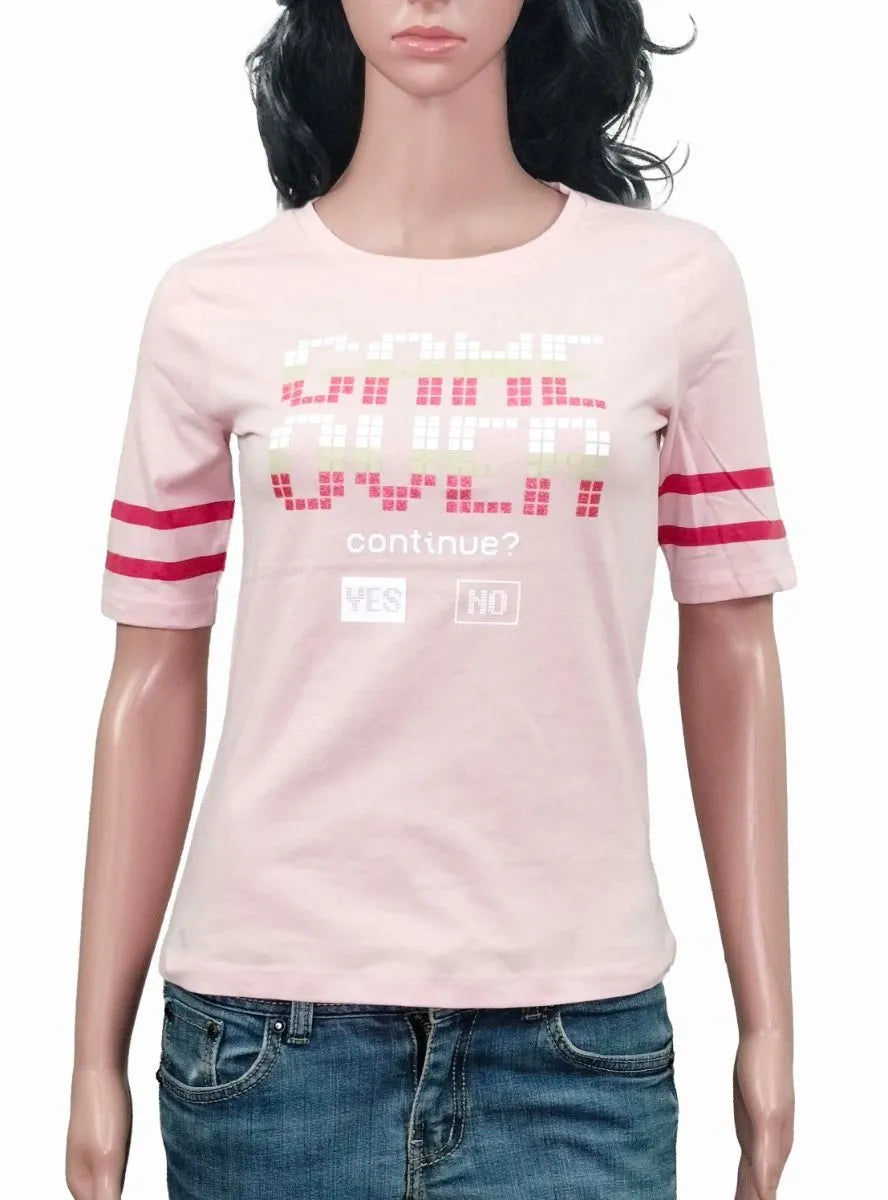 Ladies Printed Pink T Shirt