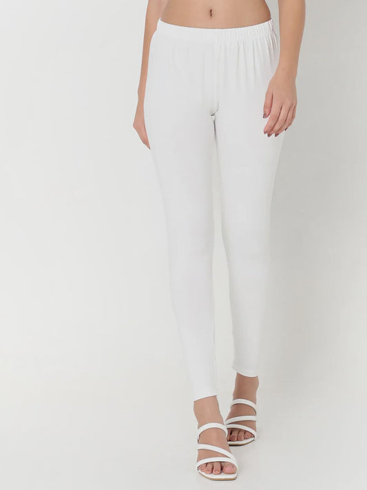 Ladies Slim Fit Ankle Legging White
