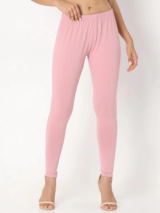 Ladies Slim Fit Ankle Legging Pink