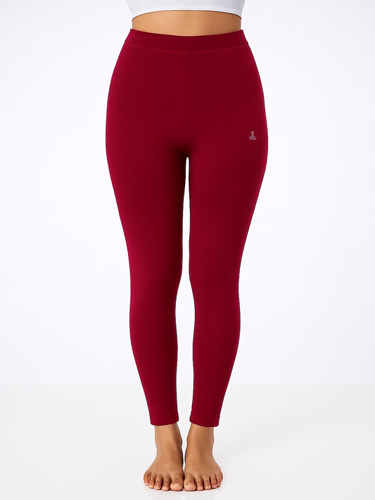 Ladies Ankle Fit Burgundy Leggings