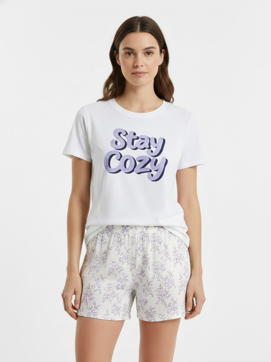 Ladies Shorty Set White