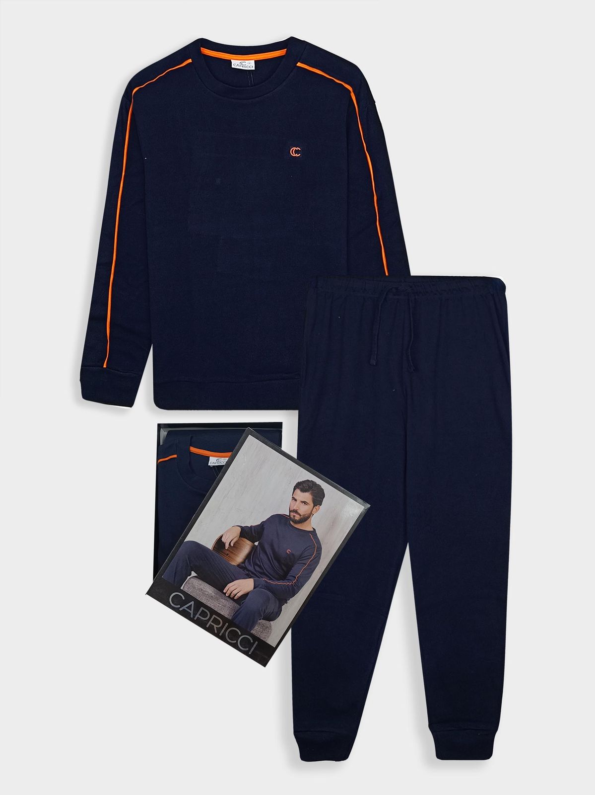 Boys Interlock Winter Navy Pyjama Set Box Pack