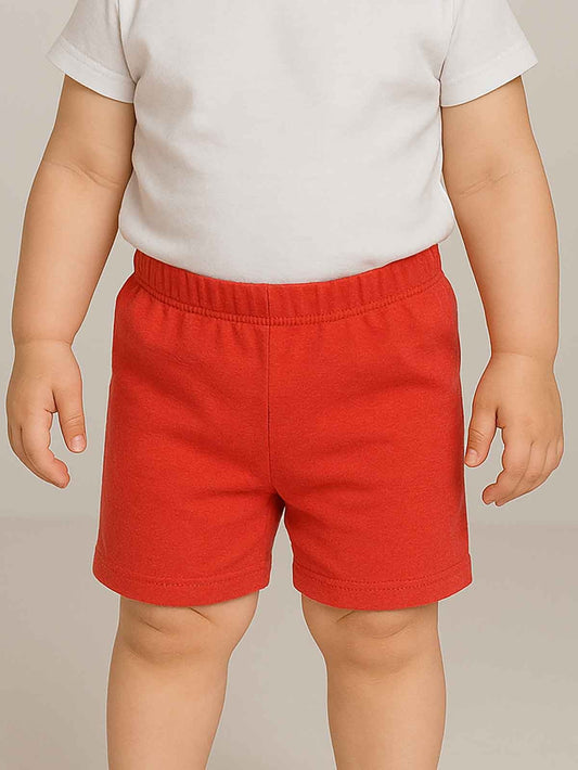 Baby Girls Knit Shorts With Frill Trims Orange