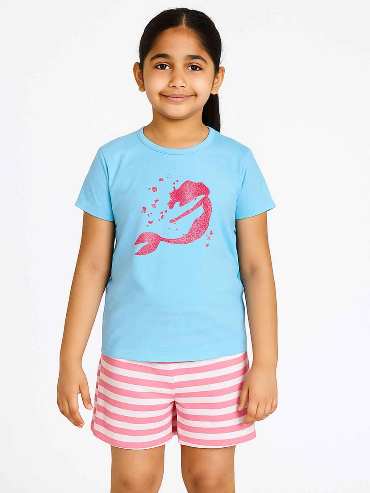 Girls Printed Shorty Pyjama Sets Packaged