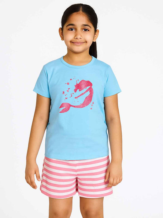 Girls Printed Shorty Pyjama Sets Packaged