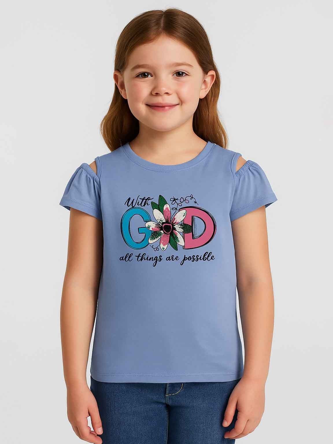 Girls Printed Could Shoulder Top | Lilac