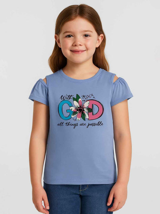 Girls Printed Could Shoulder Top | Lilac