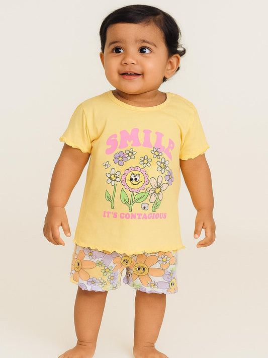 Girls Printed Shorty Set