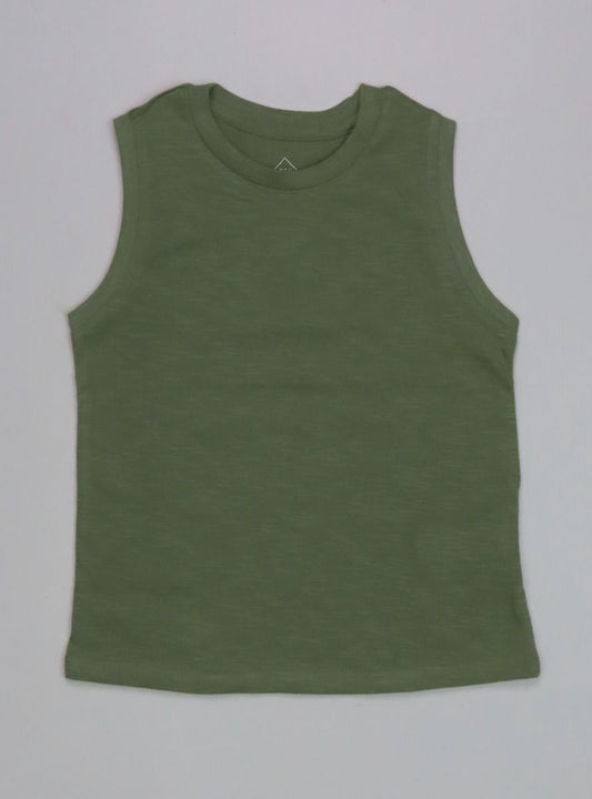 TEX Baby Sleeveless Slub Knit T Shirt Olive