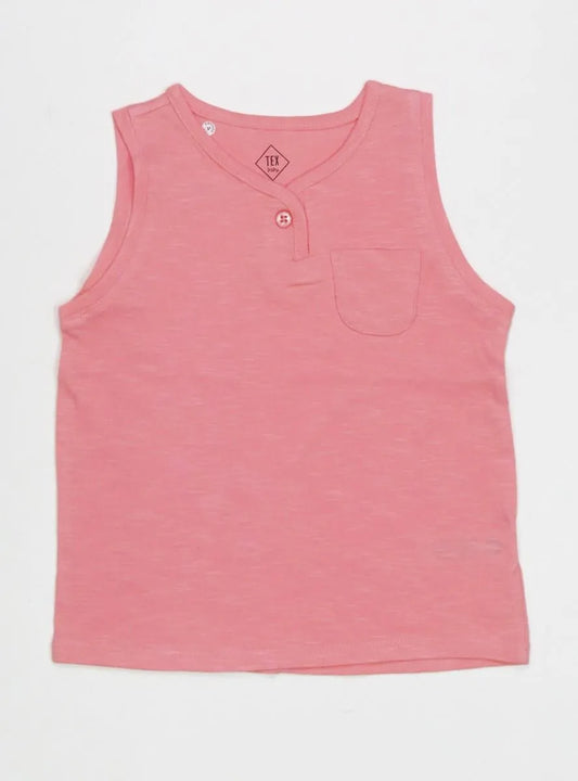 Baby Sleeveless Slub Knit T Shirt Dark Pink