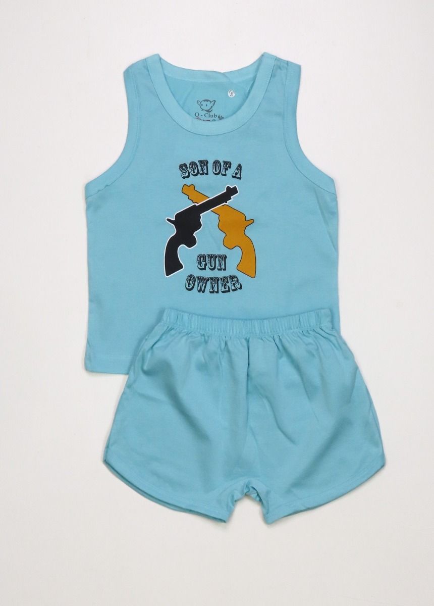 Q-Club Baby Boys Printed Shorty Set